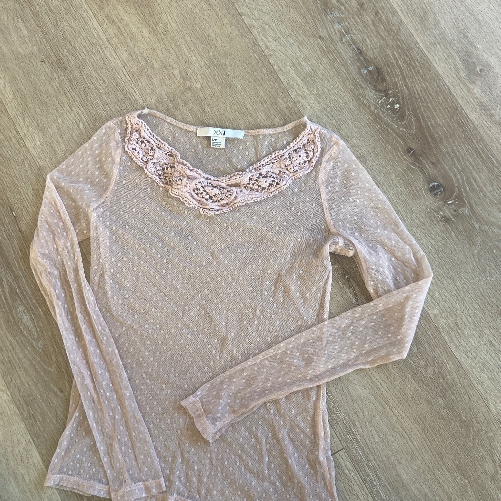 Sheer polka dot lace top
